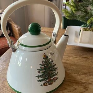 Spode Christmas enamel water kettle